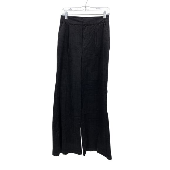 Paige Super Wide Leg Corduroy Pants Womens Size 4 Black High Rise - Picture 1 of 6